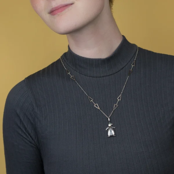 підвіс пінгвін срібний кулон з каменями милий дизайн ювелірна прикраса